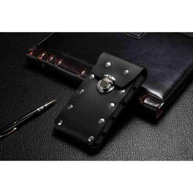 Sarung HP Pinggang Kulit Retro Vertikal Ukuran 6 Inch (16 X 8 Cm) 6 Inch (16 X 8 Cm) Hitam