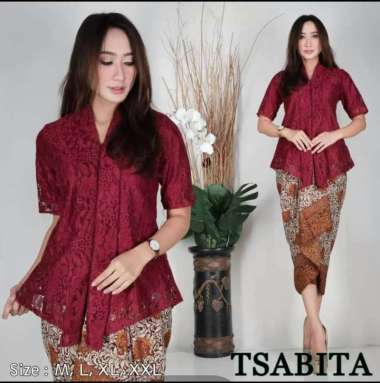 Kebaya atasan wanita model floy/ baju wanita brukat/ kebaya cantik/good quality XL marun