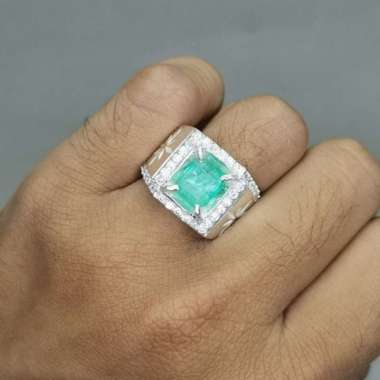 batu Cincin Akik Hijau Zamrud Mengkilap Bagus Perak
