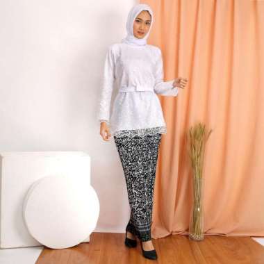 Kebaya Manohara TIlle Bordir+ Mutiara Premium Tunik Brukat Tulle Kebaya KOndangan Wisuda Rok Plisket