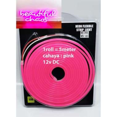 pink - Lampu LED Neon Flex LED Strip Flexible 1roll 5m 12V meiwa cahaya pink