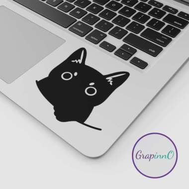 Decal Sticker Macbook Apple Black Cat Kucing Hitam Stiker Laptop