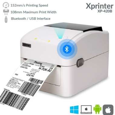 XPRINTER PRINTER BARCODE THERMAL - LABEL PRINTER XPRINTER XP-420B SIZE 110MM - A6 XP420B USB+BLUETOO