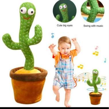 MAINAN ANAK BONEKA KAKTUS BICARA - DANCING CACTUS TOY (BISA BICARA) baterai
