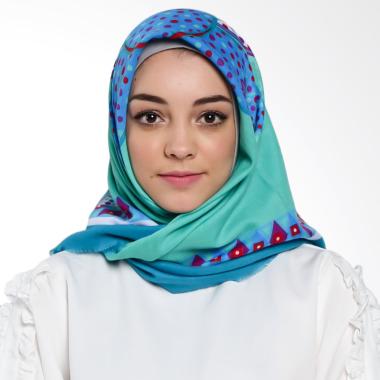 Ansania Saudia 09 Motif Big Flower Jilbab Segiempat - Blue