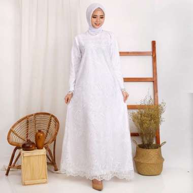 GAMIS BELLA FULL BRUKAT WANITA MUSLIM MODEL LEBARAN TERBARU TILE BORDIR MUTIARA GLITTER MAXI DRESS P