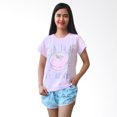 Aily ALY103 Macaron Setelan Baju Tidur Wanita - Pink
