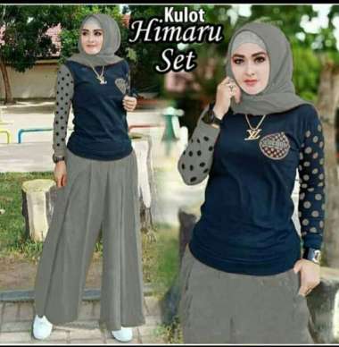 SETELAN ATASAN & CELANA KULOT WANITA FASHION / KULOT HIMARU SET ABU