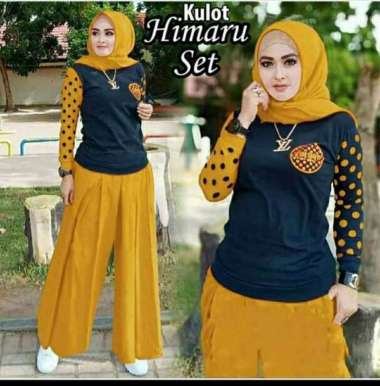 SETELAN ATASAN & CELANA KULOT WANITA FASHION / KULOT HIMARU SET MUSTARD