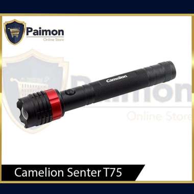 Senter LED T75 - DB 2 x Baterai AA - Senter LED Camelion hitam