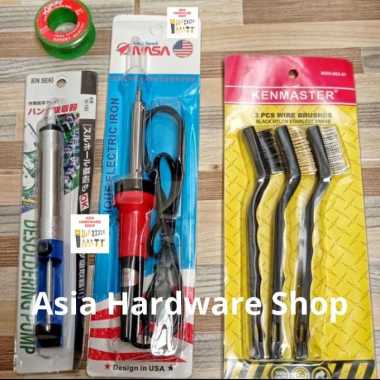 PAKET Sedot Timah - Timah Luxury - Solder Listrik 40 Watt - Sikat Kawat Kenmaster