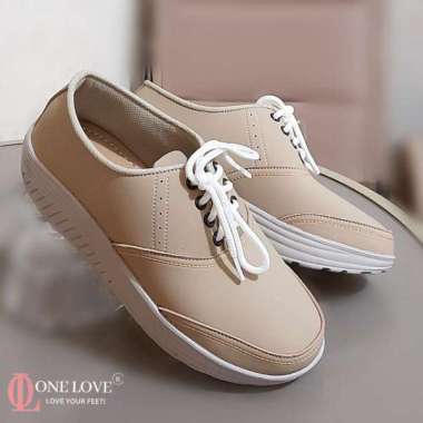 TERBARU,Sepatu Wanita Sneaker Tali Original Branded One Love Sepatu Hak Tinggi 4cm Bergaransi Kulit