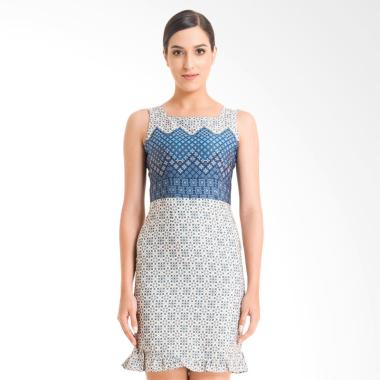 Bateeq FL003B-SS18 Sleeveless Cotton Print Dress Batik Wanita - Cream