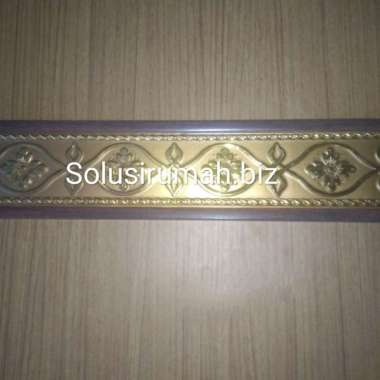 LIST PLASTIK PLAT 8CM 1M 80MM KAYU GOLD EMAS LIS PLAFON 1 METER