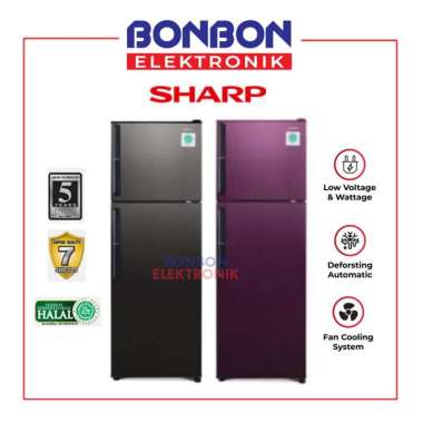 Sharp Kulkas 2 Pintu SJ-326GC-SD/SR / SJ 326 GCSD GCSR - Silver Dark