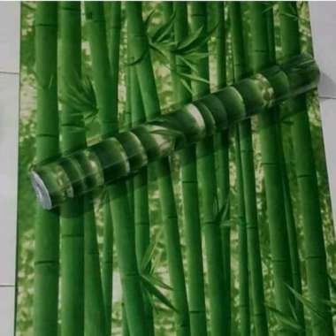Grosir murah wallpaper stiker dinding pohon bambu hijau 3D Motif Multicolor