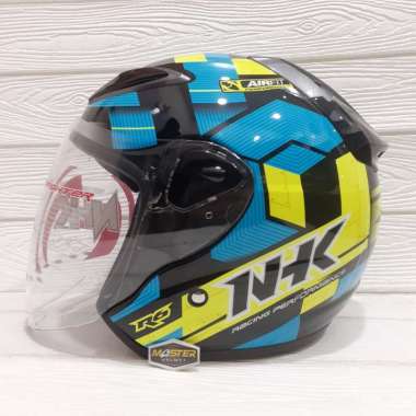 HELM NHK R6 CUBE BLACK YELLOW LIGHT BLUE HALF FACE M