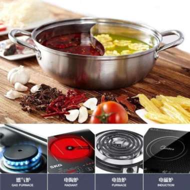 panci shabu shabu 2 sekat - Sukiyaki Hotpot ORI 100% Multicolor