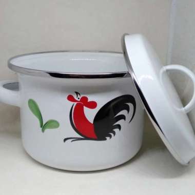 Kedaung Mug Panci Enamel Panci sup Mangkok Enamel kukuruyuk ORI 100% Multicolor