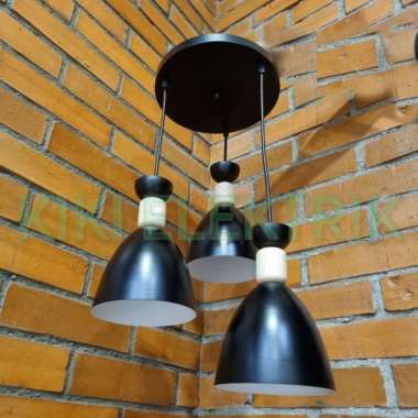 Kap Lampu Gantung Modern Minimalis Mangkok Kayu + Base Bulat 3 in 1 - CH 8808 / Kap Lampu Hias