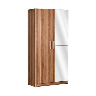 Creova WeDe 196 Lemari Pakaian 2 Pintu dengan Cermin - Coklat Natural