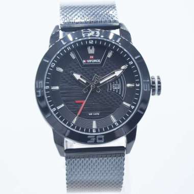 Naviforce 9155 Jam Tangan Analog Pria Original Stainless Steel Black