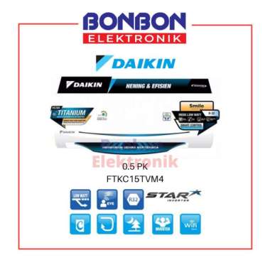 Daikin AC 0.5PK FTKC 15 TVM4 / 1/2PK FTKC15TVM4 Star Inverter 15TVM4