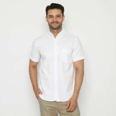 Platini Kemeja Putih Pria Lengan Pendek Basic Katun Oxford 63200 2XL