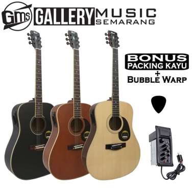 Gitar Akustik Elektrik Cort Custom PAKET A Hitam