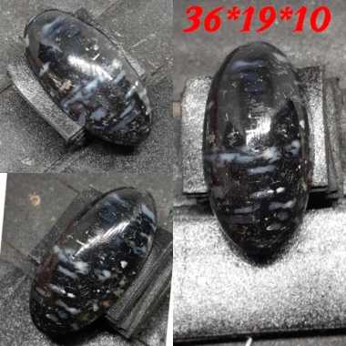 Natural Batu Akik Fosil Aren Motif Gambar Hitam Putih Antik