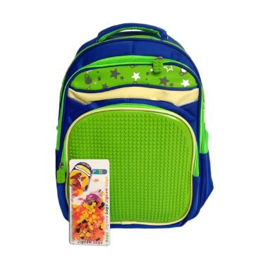 Powa 0930010670 Lego Pixel Tas Sekolah Anak - Biru Hijau