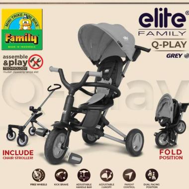 Family Elite - Q-Play Tricycle 5 in 1 Bonus Chair Stroller Gray