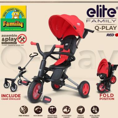 Family Elite - Q-Play Tricycle 5 in 1 Bonus Chair Stroller Red