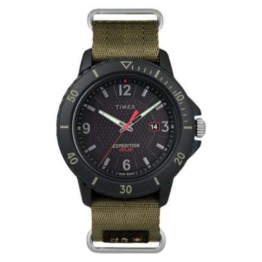 Timex Expedition TW4B14500 Solar Men Black Dial Green Olive Nylon Strap [Machtwatch] Hijau