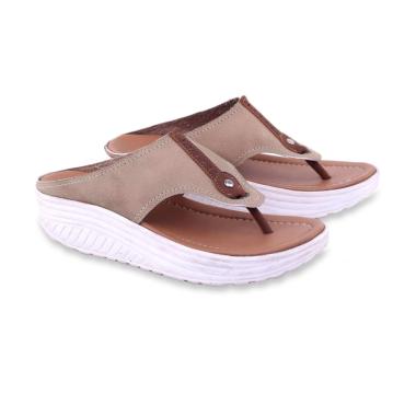 Garsel G1GBJ 8580 Kasual Sandal Wedges Wanita - Cream Brown