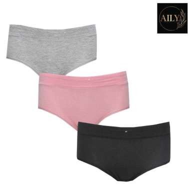 Aily FR51 Celana Dalam Wanita Basic Polos Set 3pcs - Warna Random XXL