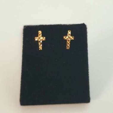 Anting emas asli kadar 875 model crystal salib