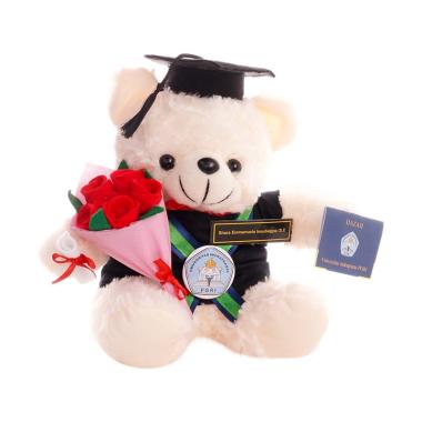 Boneka Wisuda Teddy Bear dan Mini Buket Bunga