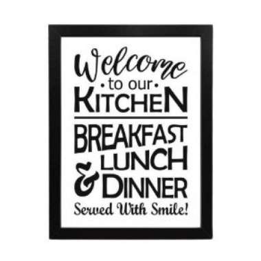 Hiasan Dinding Dapur Pajangan Dinding Pigura Bingkai Dekorasi Dapur Tema Welcome To Our Kitchen PUTI