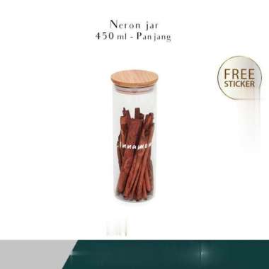 Grinn Living Neron Glass Jar 450 ml Toples Kaca tutup Bambu Kayu