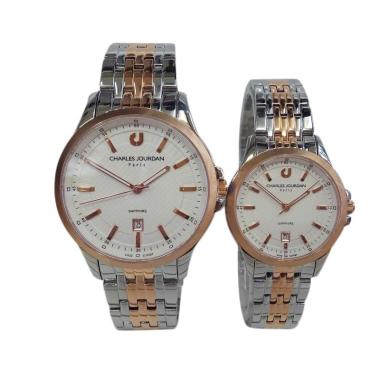 Charles Jourdan Sapphire Jam Tangan Couple [CJ1057-1/2] Silver-Rose Gold