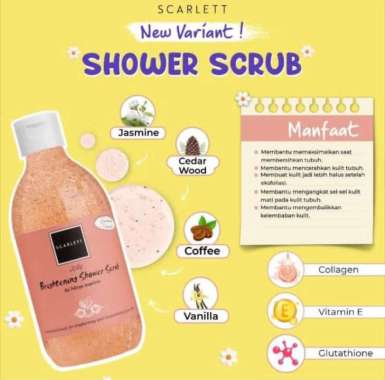 (VARIAN BARU) Scarlett Whitening Shower Scrub Original Bpom -Sabun Mandi -Body Wash jolly