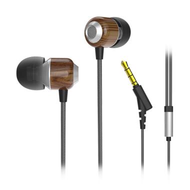 dbE Acoustics WS100 Wood Earphone with Microphone 01 Brown