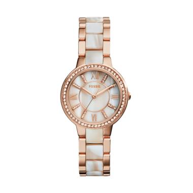 FOSSIL Virginia ES3716 Rose Gold Tone and Horn Acetate Jam Tangan Wanita [Original] Rose Gold