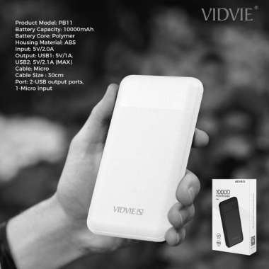 Harga Promosi: Vidvie S-PB11-V8 Powerbank [Original/ 10000mAh/ Dual Output] White