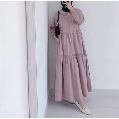 Baju Dress Wanita Muslim Pink Dusty 