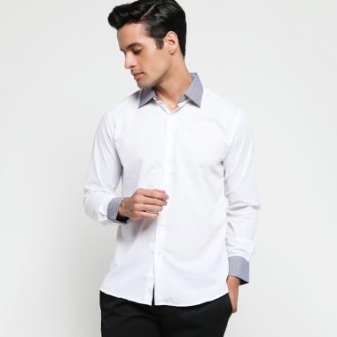 VM Slim Fit Casual Kemeja Panjang Pria - Putih 2XL Putih