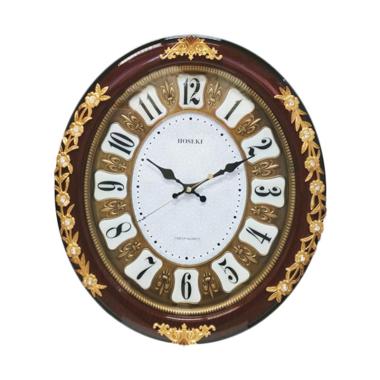 HOSEKI Wall Clock Vintage Oval Jam Dinding Coklat