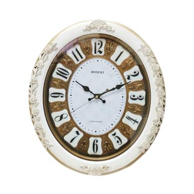 HOSEKI Wall Clock Vintage Oval Jam Dinding Putih