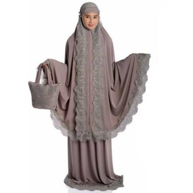 Jual Mukena Arafah Renda Brukat Mukena Wanita Semua Ukuran Abu
